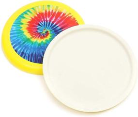 img 1 attached to 4-Pack of Yellow Tie-Dye Soft Flying Discs for Kids - Ideal for Outdoor Family Games, 8 Inches