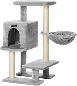 img 4 attached to 🐱 FEANDREA Small Cat Tree Tower - 33.1-Inch Cat Condo with Basket, Cat Cave, Removable Washable Cover, Ideal for Small Spaces