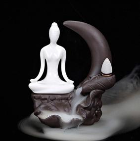 img 4 attached to 🌸 OTOFY Handmade Ceramic Incense Holders: Lotus Pond Moonlight - Stunning Backflow Incense Burner Figurine Cone Holders for Home Decor and Gift