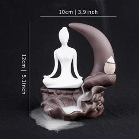 img 3 attached to 🌸 OTOFY Handmade Ceramic Incense Holders: Lotus Pond Moonlight - Stunning Backflow Incense Burner Figurine Cone Holders for Home Decor and Gift