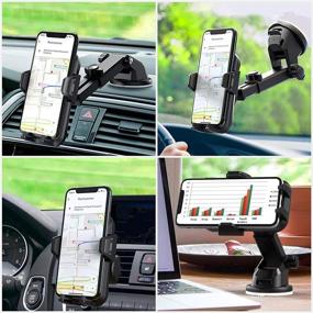 img 3 attached to 📱 Wipalor Universal Car Phone Holder: Upgraded Mount for Dashboard Windshield & Air Vent, Long Arm Strong Suction Compatible with iPhone, Samsung, Moto and More