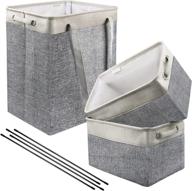 🧺 lenmoc 3 pack large laundry baskets: collapsible, foldable & stylish with handles - perfect for organizing shelves, bathroom, bedroom, and closet (grey & sliver-grey) logo