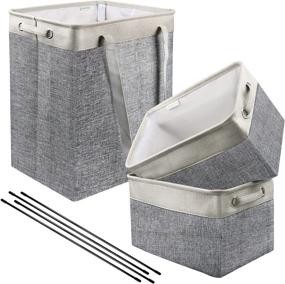 img 4 attached to 🧺 LENMOC 3 Pack Large Laundry Baskets: Collapsible, Foldable & Stylish with Handles - Perfect for Organizing Shelves, Bathroom, Bedroom, and Closet (Grey & Sliver-Grey)