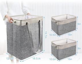 img 3 attached to 🧺 LENMOC 3 Pack Large Laundry Baskets: Collapsible, Foldable & Stylish with Handles - Perfect for Organizing Shelves, Bathroom, Bedroom, and Closet (Grey & Sliver-Grey)