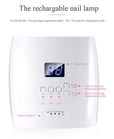 img 3 attached to 💅 Wireless Battery Chargeable 48W UV Nail Lamp: Fast Curing Gel Nail Dryer with Sensor for Fingernail & Toenail Gels Based Polishes