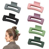 💇 vibrant hair claw clips set - 6pcs rectangle claws with strong hold for women and girls | styling accessories perfect for thin and thick hair (a) logo