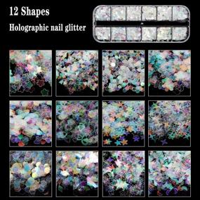 img 1 attached to 🦋 24-Color Butterfly Nail Art Glitter and 12-Shaped Iridescent Mermaid Flakes: 3D Holographic Acrylic Nail Art Supplies, Stickers & Accessories for DIY Nail Design, Makeup, and Decoration