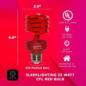 img 3 attached to SleekLighting 23W T2 RED Light Spiral CFL Bulb, 120V, E26 Medium Base - Energy Saver (Pack of 2)