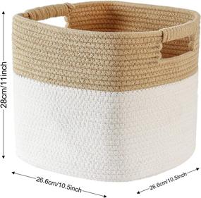 img 2 attached to 🧺 Sunla Cotton Rope Storage Baskets Set of 3: Foldable & Decorative Storage Woven Basket with Handles - Ideal for Clothes, Toys, Books, Nursery, and Makeup - Yellow White (10.5"x10.5"x11")