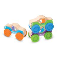 melissa &amp; doug wooden animal stacking cars (pack of 3) - first play series logo
