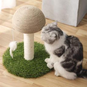 img 3 attached to 🐱 Enhance Your Kitty's Playtime with PowerKing Cat Scratching Post: Natural Sisal, Mushroom Claw Scratching Pole, and Interactive Hanging Mouse Toy (Large)