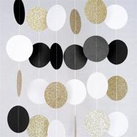 merrynine paper garland, 5-pack of 50ft glitter paper garland circle dots hanging decor, paper banner for baby shower, birthday, nursery party decor - circle polka dots in black, white, gold, extending 50 feet length logo