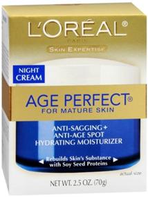 img 1 attached to 🌙 L'Oreal Paris Age Perfect Night Cream, Anti-Aging Face Moisturizer – Soy Seed Proteins, 2.5 Oz