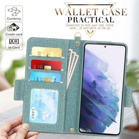 img 2 attached to 📱 Skycase Galaxy S21 Case 6.2", Samsung Galaxy S21 Wallet Case with RFID Blocking, Handmade Flip Folio Wallet Case for Samsung Galaxy S21 6.2" 2021, Green - Detachable Hand Strap and Card Slots