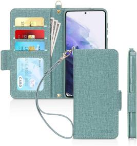 img 4 attached to 📱 Skycase Galaxy S21 Case 6.2", Samsung Galaxy S21 Wallet Case with RFID Blocking, Handmade Flip Folio Wallet Case for Samsung Galaxy S21 6.2" 2021, Green - Detachable Hand Strap and Card Slots