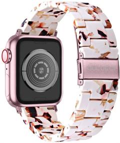 img 3 attached to 📱 OULUCCI Fashion Resin iWatch Bands: Compatible with Apple Watch Series 7/6/SE/5/4/3/2/1 - Stylish Bracelet with Stainless Steel Buckle - Multiple Sizes (40mm, 38mm, 44mm, 42mm)