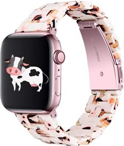 img 4 attached to 📱 OULUCCI Fashion Resin iWatch Bands: Compatible with Apple Watch Series 7/6/SE/5/4/3/2/1 - Stylish Bracelet with Stainless Steel Buckle - Multiple Sizes (40mm, 38mm, 44mm, 42mm)