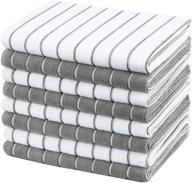 🧽 gryeer microfiber kitchen towels - stripe design, soft & super absorbent dish towels - pack of 8, 18 x 26 inch - gray & white logo