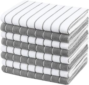 img 4 attached to 🧽 Gryeer Microfiber Kitchen Towels - Stripe Design, Soft & Super Absorbent Dish Towels - Pack of 8, 18 x 26 Inch - Gray & White