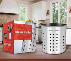 img 1 attached to 🍴 Stainless Steel Cooking Utensil Holder by Utopia Kitchen - Compact 5 x 5.3 Inches Size