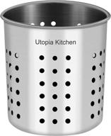 🍴 stainless steel cooking utensil holder by utopia kitchen - compact 5 x 5.3 inches size логотип