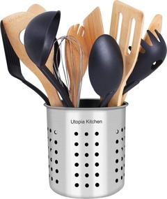 img 3 attached to 🍴 Stainless Steel Cooking Utensil Holder by Utopia Kitchen - Compact 5 x 5.3 Inches Size