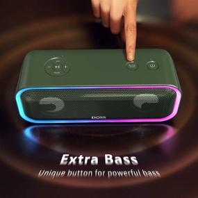 img 2 attached to DOSS SoundBox Pro+ 24W Bluetooth Speaker: Impressive Sound, Booming Bass, IPX5 Waterproof, 15Hrs Playtime, Wireless Stereo Pairing, Mixed Colors Lights - Green, 66 FT Range