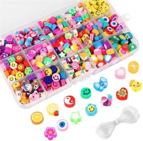 img 3 attached to 🍓 300PCS Joicee Fruit Smiley Polymer Clay Beads - 15 Styles Flower Letter Soft Beads for Women Girls Jewelry Making DIY Bracelet Necklace Earring Accessories with 4m Crystal Elastic String
