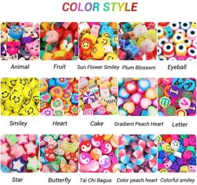 img 1 attached to 🍓 300PCS Joicee Fruit Smiley Polymer Clay Beads - 15 Styles Flower Letter Soft Beads for Women Girls Jewelry Making DIY Bracelet Necklace Earring Accessories with 4m Crystal Elastic String