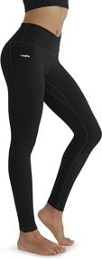 img 4 attached to 🩲 ODODOS Cross Waist Yoga Leggings for Women with Pocket - Gym Workout Running Tights, Athletic Leggings