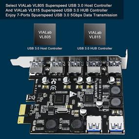 img 2 attached to 💻 LTERIVER Плата адаптера с 7 портами Super Speed USB 3.0 - Смарт-управление питанием - Совместима с Windows - Не требуется дополнительное питание