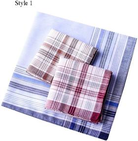 img 1 attached to Cotton Handkerchiefs with Colorful Strips for Men