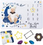 👶 xl super soft baby monthly milestone blanket for boys and girls – unisex personalized blanket with photo props and bonus, baby shower gift logo