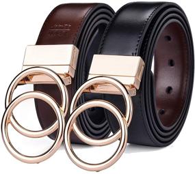 img 4 attached to 👗 Reversible Rotated Buckle Women's Belts & Accessories by Beltox Leather