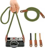 eorefo vintage camera strap - 100cm rope neck shoulder belt for mirrorless and dslr cameras in army green logo