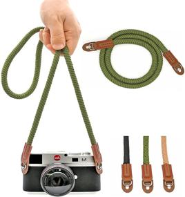 img 2 attached to Ремень для камеры винтажного стиля Eorefo - шнурок длиной 100 см для зеркальных и цифровых камер в армейской зелени.