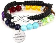 rinhoo 2-piece chakras bracelet set - reiki healing beads with infinity inspirational cuff bracelet logo