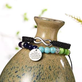 img 3 attached to RINHOO 2-Piece Chakras Bracelet Set - Reiki Healing Beads with Infinity Inspirational Cuff Bracelet