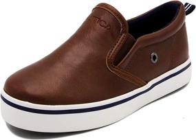 img 4 attached to 👞 Nautica Akeley Casual Canvas Sneakers - Brown Boys' Shoes