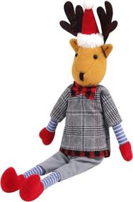 img 3 attached to Merry Christmas Decoration Animated Musical Santa Claus Elk Figurine LED Glowing Soft Plush Stuffed Doll Singing Christmas Puppet Toy Fireplace Home Desktop Decorations Ornament Kids (Grey Plaid)
