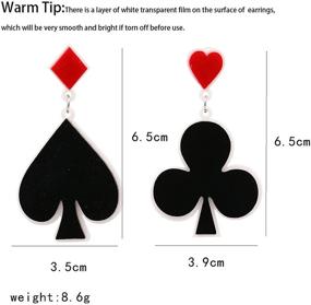 img 1 attached to Unique ONLYJUMP Acrylic Poker Earrings for Women Girls – Funny Red & Black Hearts, Spades, Squares & Clubs Playing Cards Pattern – Dangle Drop Statement Earrings – Jewelry Gift