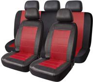 pic auto universal fit full set mesh and leather car seat cover(red) logo