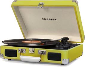 img 2 attached to 🎵 Crosley Vintage 3-Speed Bluetooth Suitcase Turntable CR8005D-GR Deluxe, Green