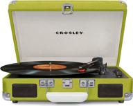 🎵 crosley винтажный 3-скоростной переносной проигрыватель в стиле чемоданчика с bluetooth cr8005d-gr deluxe, зеленый логотип