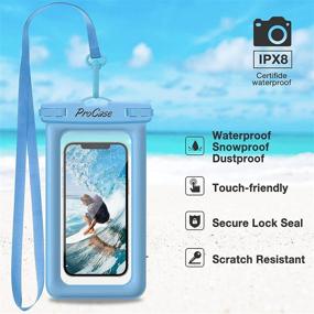 img 1 attached to 🏖️ ProCase Floating Waterproof Phone Pouch - 2 Pack, Blue Green - for iPhone 13 Pro Max/ 12 Pro Max 11 XS XR 8 7 Plus Galaxy Pixel up to 7.0" - Ideal for Beach Swimming