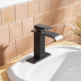 img 1 attached to 💧 Modern Matte Black Waterfall Bathroom Faucet Single Hole with Pop Up Drain Parts, Bath Spout, Vanity Stopper Overflow, and Supply Hose - Single Handle