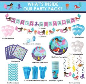 img 3 attached to 🧜 WhooBli Mermaid Party Supplies (Serves 16), Complete Mermaid Birthday Party Supplies - Plates, Cups, Spoons, Forks, Napkins. Mermaid Party Decorations for Little Girls