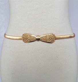 img 2 attached to 🎀 Stylish E-Clover Skinny Stretch Waist Belt: Adorned with Cute Bowknot Metal Buckle for Dresses