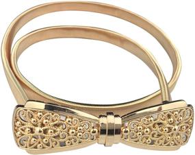 img 3 attached to 🎀 Stylish E-Clover Skinny Stretch Waist Belt: Adorned with Cute Bowknot Metal Buckle for Dresses