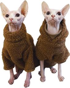 img 4 attached to 🐾 Autumn Winter Hairless Cats Thick Camel Lamb Wool Sweater - Breathable Super Stretch Two-Legged Cat Vest for Sphynx, Cornish Rex, Devon Rex, Peterbald